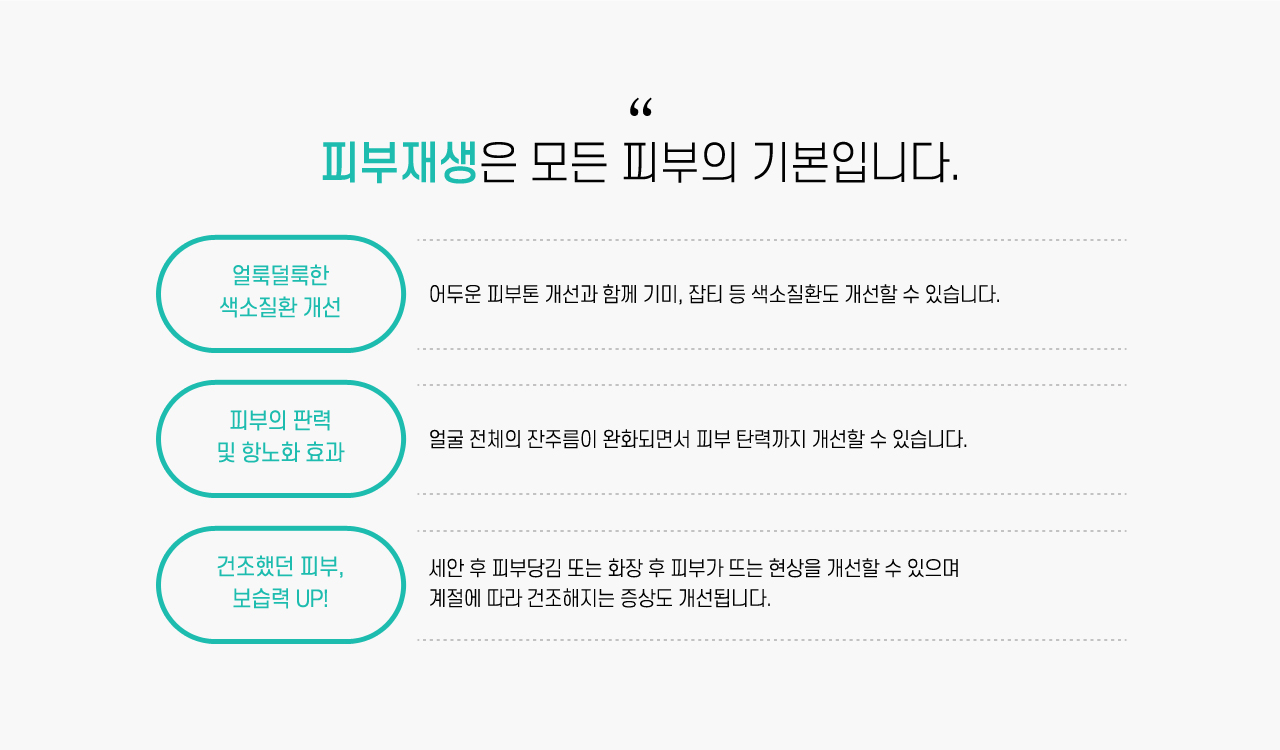 피부재생은 모든 피부의 기본입니다.
