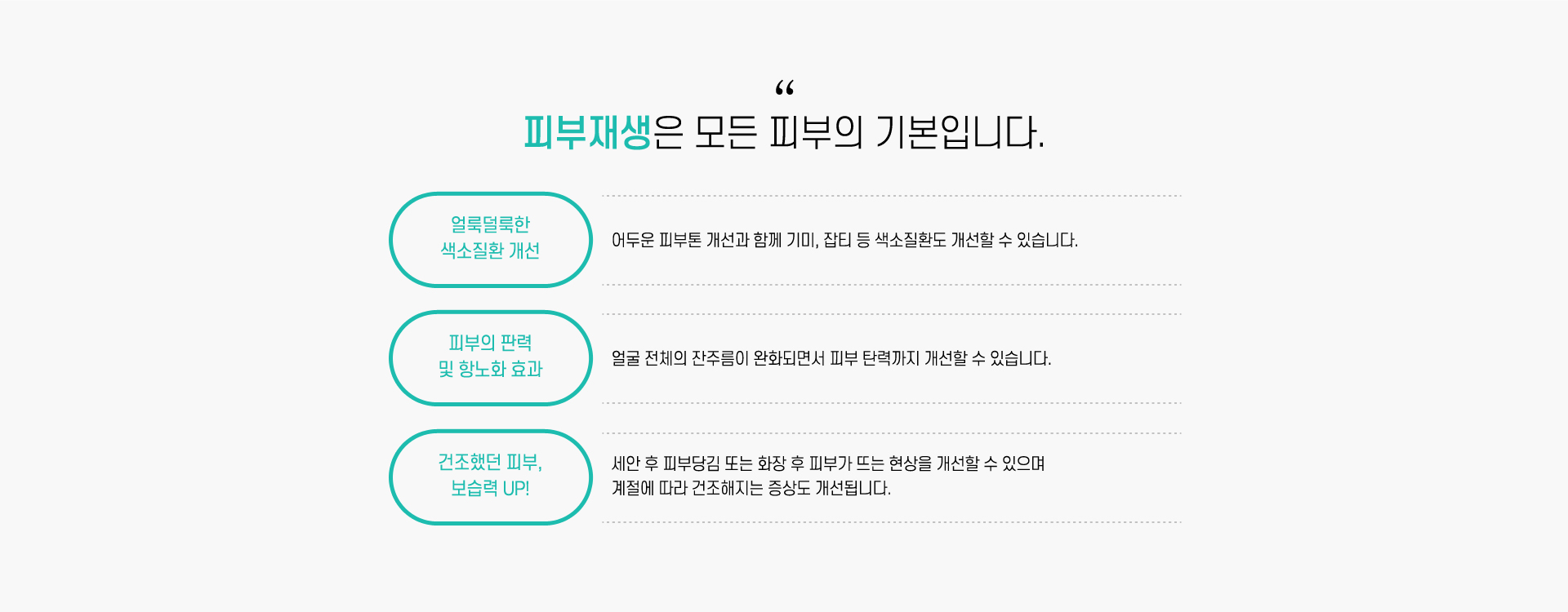 피부재생은 모든 피부의 기본입니다.